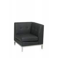 OSP Home Furnishings WST51C-B18 Wallstreet Corner Chair in Black Faux Leather